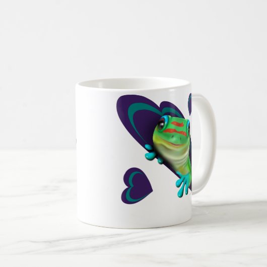 Gecko und Herz Kaffeetasse (VorderseiteRechts)