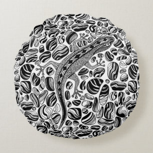 Gecko und Kies Rundes Kissen