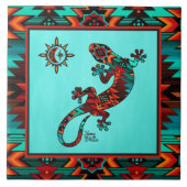 Gecko und Sun Keramik Tile Fliese (Vorderseite)