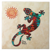 Gecko und Sun Keramik Tile Fliese (Vorderseite)