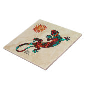 Gecko und Sun Keramik Tile Fliese (Seite)
