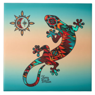 Gecko und Sun Keramik Tile Fliese
