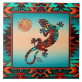 Gecko und Sun Keramik Tile Fliese (Vorderseite)