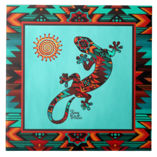 Gecko und Sun Keramik Tile Fliese