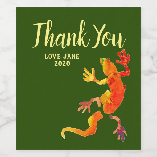 Gecko Wildlife reptile modern danke Weinetikett (Einzelnes Label)