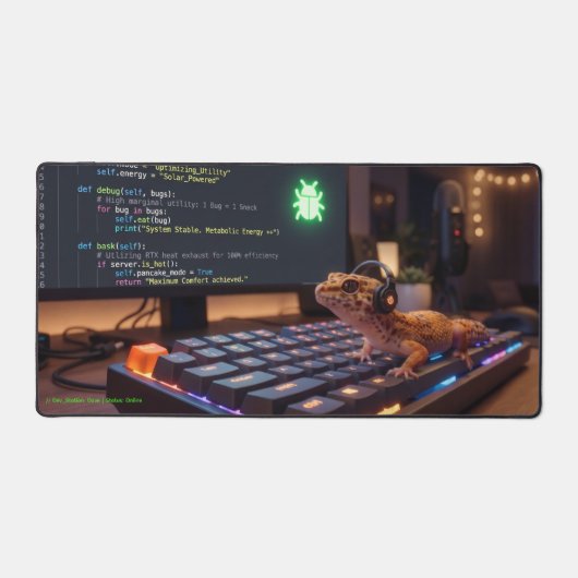 GeckoDev // Cyberpunk-Programmierer Extra Large Sc Schreibtischunterlage (Vorderseite)
