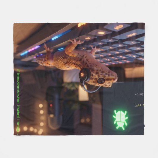 GeckoDev // Cyberpunk-Programmierer-Fleece-Decke  Fleecedecke (Vorderseite (Horizontal))