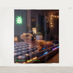 GeckoDev // Cyberpunk-Programmierer-Immersive-Wand Wandteppich