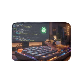 GeckoDev // Cyberpunk-Programmierer Leopardgecko F Badematte