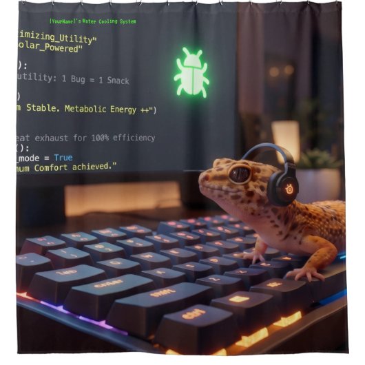 GeckoDev Personalisierter Cyberpunk-Programmierer- Duschvorhang (Vorderseite)