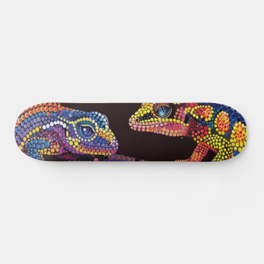 Geckos - Aborigine-Style - Skateboard Deck (Horizontal)