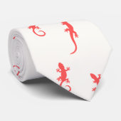 Geckos in rotem Aufstieg (auf weiß) Krawatte (Gerollt)