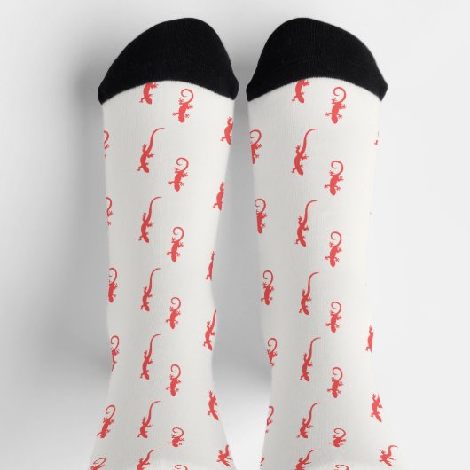 Geckos in rotem Aufstieg (auf weiß) Socken (Oben)