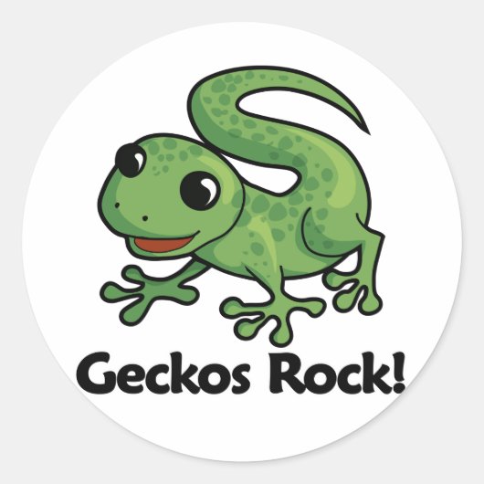 Geckos Rock! Runder Aufkleber (Vorderseite)