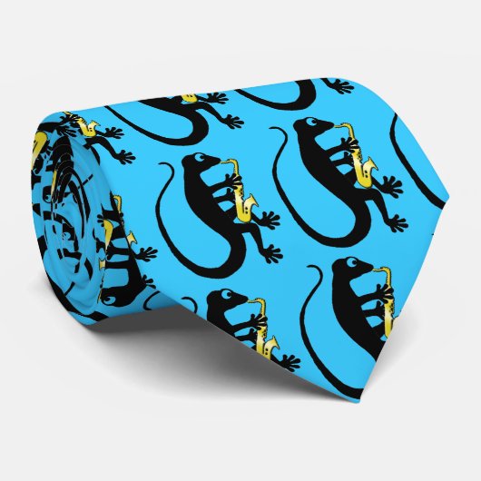 Geckosaxophone-Krawatte Krawatte (Gerollt)