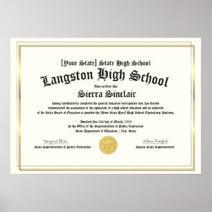 GED Allgemeines Abitur-Äquivalenzdiplom Kopie Poster