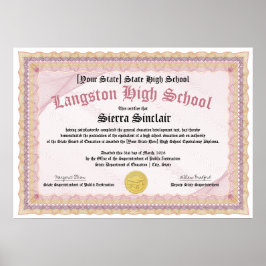 GED General High School Equivalency Diploma Copy Poster