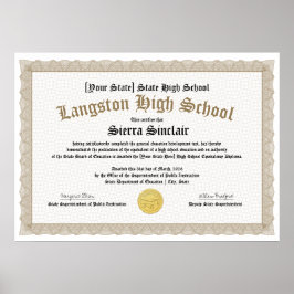 GED General High School Equivalency Diploma Copy Poster