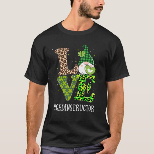 GED Instructor Liebe St Patricks Day Gnome Leopard T-Shirt (Vorderseite)