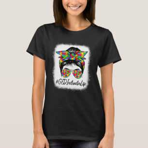 GED Instructor Messy Bun Support Autismus Awarene T-Shirt