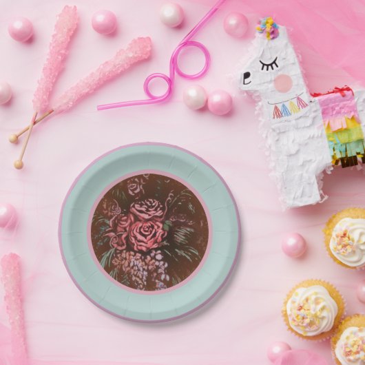 Gedächtliche Rose Pappteller (Party)