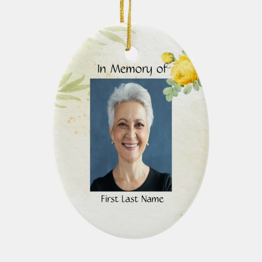 Gedächtnis Foto Gelbe Rosen Garten Blume Keramik Ornament (Hinten)