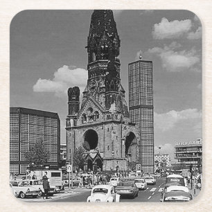Gedächtnis-Kirche Kaiser Wilhelm in Berlin Vintage Rechteckiger Pappuntersetzer