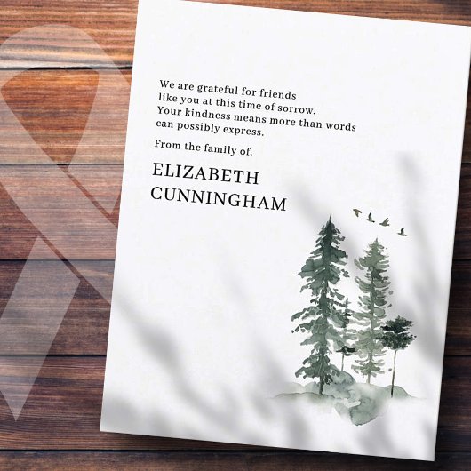 Gedächtnis Moderner Wasserfarbenwald Pinienwald Dankeskarte