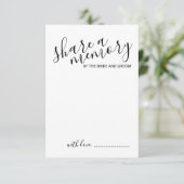 'Gedächtnis teilen' Moderne Skripthochzeit Hinweiskarte (Stehend Vorderseite)