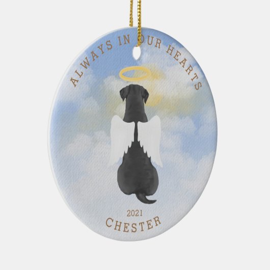 Gedächtnisangel Hunde Custom Foto Keramik Ornament (Rechts)