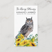 Gedächtnisbeerdigung Beerenkkarte Schüssel Sonnenb Telefonnummerkarte (Vorderseite)