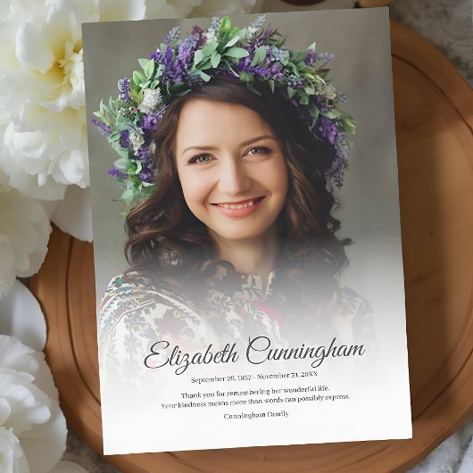 Gedächtnisbeerdigung Einfaches Modernes Klassische Dankeskarte