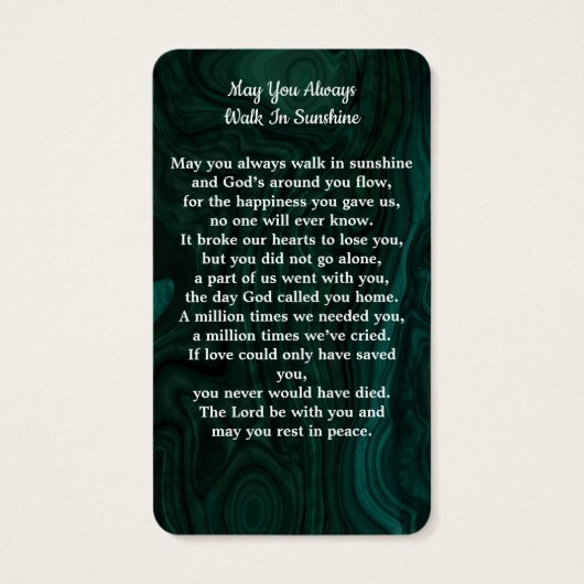 Gedächtnisbeerdigung Foto Beerenkkarte Marbella Gr (Rückseite)