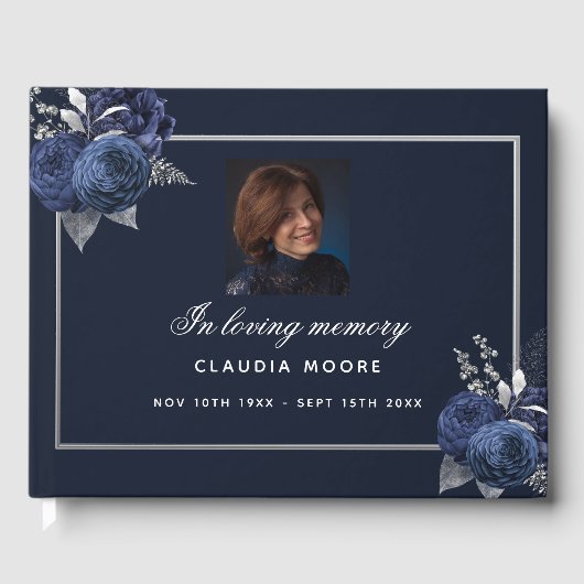 Gedächtnisbeerdigung Gedächtnis blauen Foto Gästebuch (Vorderseite)