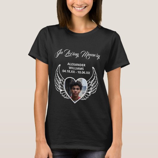 Gedächtnisbeerdigung in Love Memory Angel Wings T-Shirt (Vorderseite)