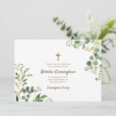 Gedächtnisbeerdigung Modern Cross Foliage Botanica Dankeskarte (Stehend Vorderseite)