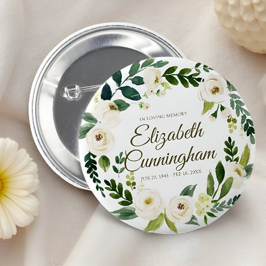 Gedächtnisbeerdigung Moderne Aquarellblätter Button