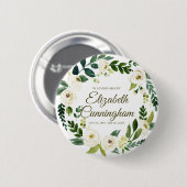 Gedächtnisbeerdigung Moderne Aquarellblätter Button (Vorne & Hinten)