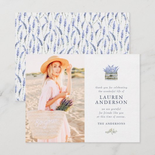 Gedächtnisbeerdigung Moderne Blume mit einfachem C Dankeskarte (Vorne/Hinten)