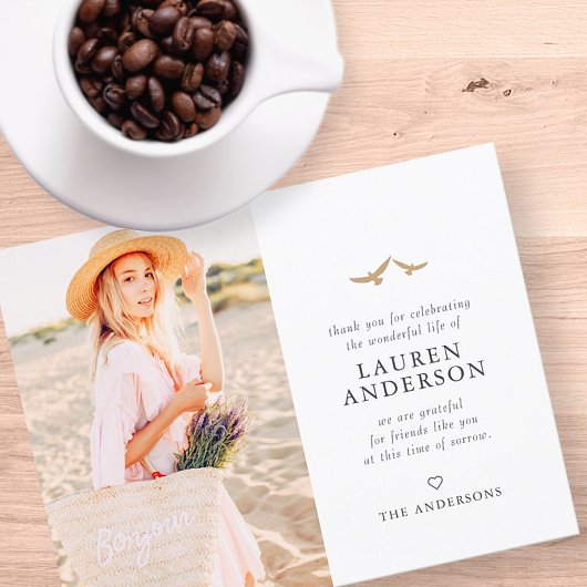 Gedächtnisbeerdigung Moderne, einfache Chic Gold B Dankeskarte