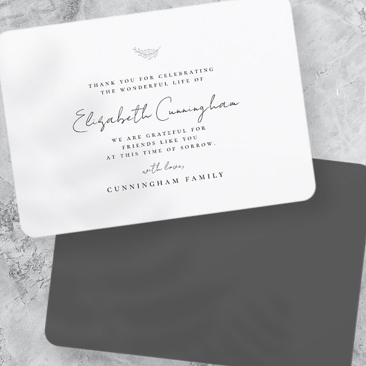 Gedächtnisbeerdigung Moderne Kunst, Dichtung und M Dankeskarte