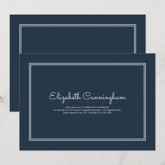 Gedächtnisbeerdigung Moderne schlichte Elegant Einladung (Vorne/Hinten)