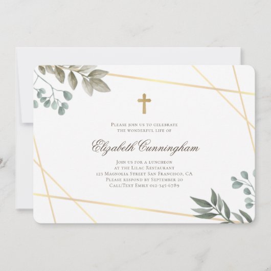 Gedächtnisbeerdigung Wasserfarbenfolien geometrisc Einladung (Vorderseite)