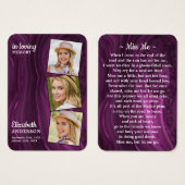 Gedächtnisbeerenkkarte 3 Foto Lila Marmor (Vorne & Hinten)