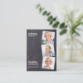 Gedächtnisbeerenkkarte Rustikale 3-Foto-Schieferta Telefonnummerkarte (Stehend Vorderseite)