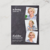 Gedächtnisbeerenkkarte Rustikale 3-Foto-Schieferta Telefonnummerkarte (Vorderseite)