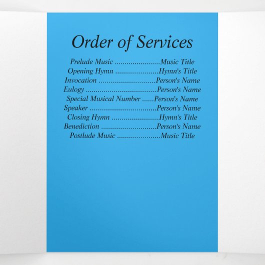 Gedächtnisblatt-Dreifachschrift-Falzankündigung Dreifach Gefaltete Ankündigung (Innenseite Mitte)