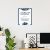 Gedächtnisblaues Blumendesign für die Beerdigung Poster (Heimbüro)
