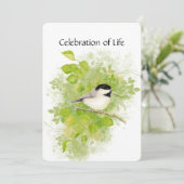 Gedächtnisdienst Einladung Chickadee Bird Tierart (Stehend Vorderseite)