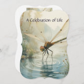 Gedächtnisdienst Einladung Dragonfly Wasserfarben  (Vorne/Hinten)